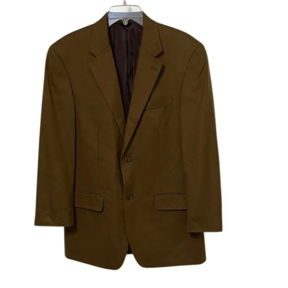 Lord & Taylor Grant Thomas Brown Cashmere Blazer Jacket Mens Size 38R Career